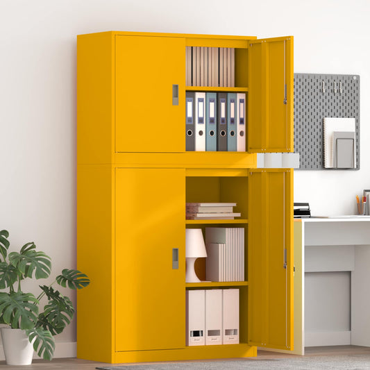 Storage Cabinet 2 pcs Mustard Yellow 90 x 40 x 175 cm Steel