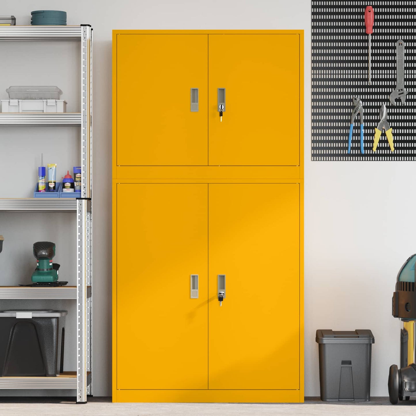 Storage Cabinet 2 pcs Mustard Yellow 90 x 40 x 175 cm Steel