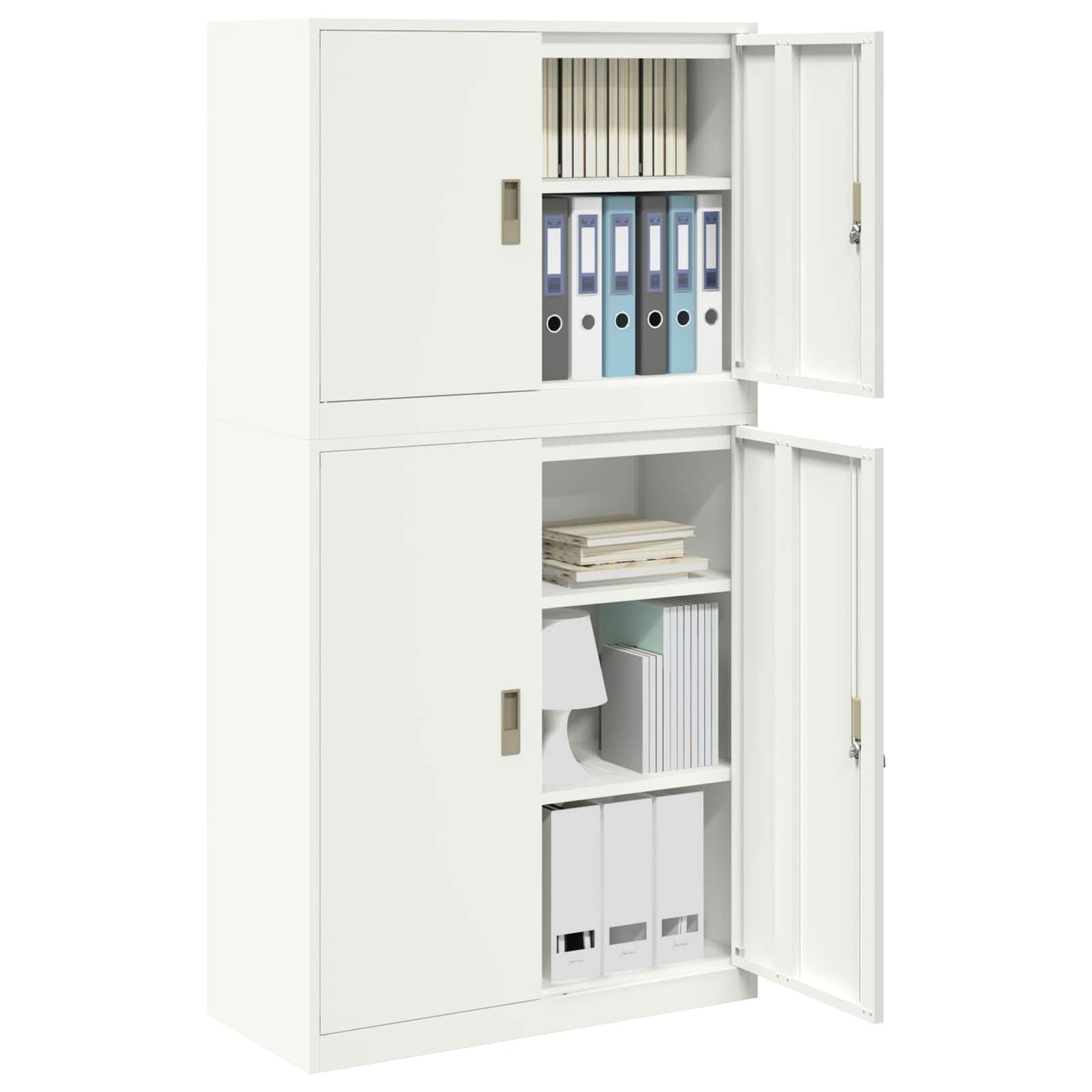 Storage Cabinet 2 pcs White 90 x 40 x 175 cm Steel Lockable
