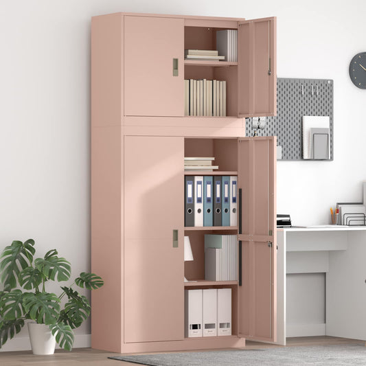 Storage Cabinet 2 pcs Pink 90 x 40 x 210 cm Steel Lockable