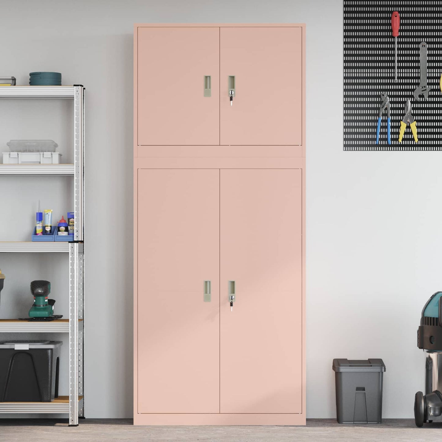 Storage Cabinet 2 pcs Pink 90 x 40 x 210 cm Steel Lockable