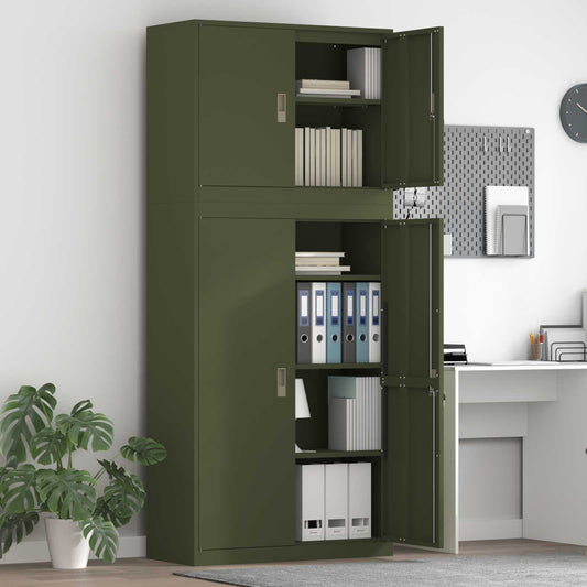 Storage Cabinet 2 pcs Olive Green 90 x 40 x 210 cm Steel