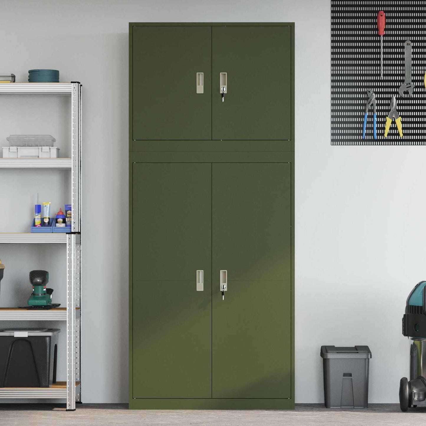 Storage Cabinet 2 pcs Olive Green 90 x 40 x 210 cm Steel