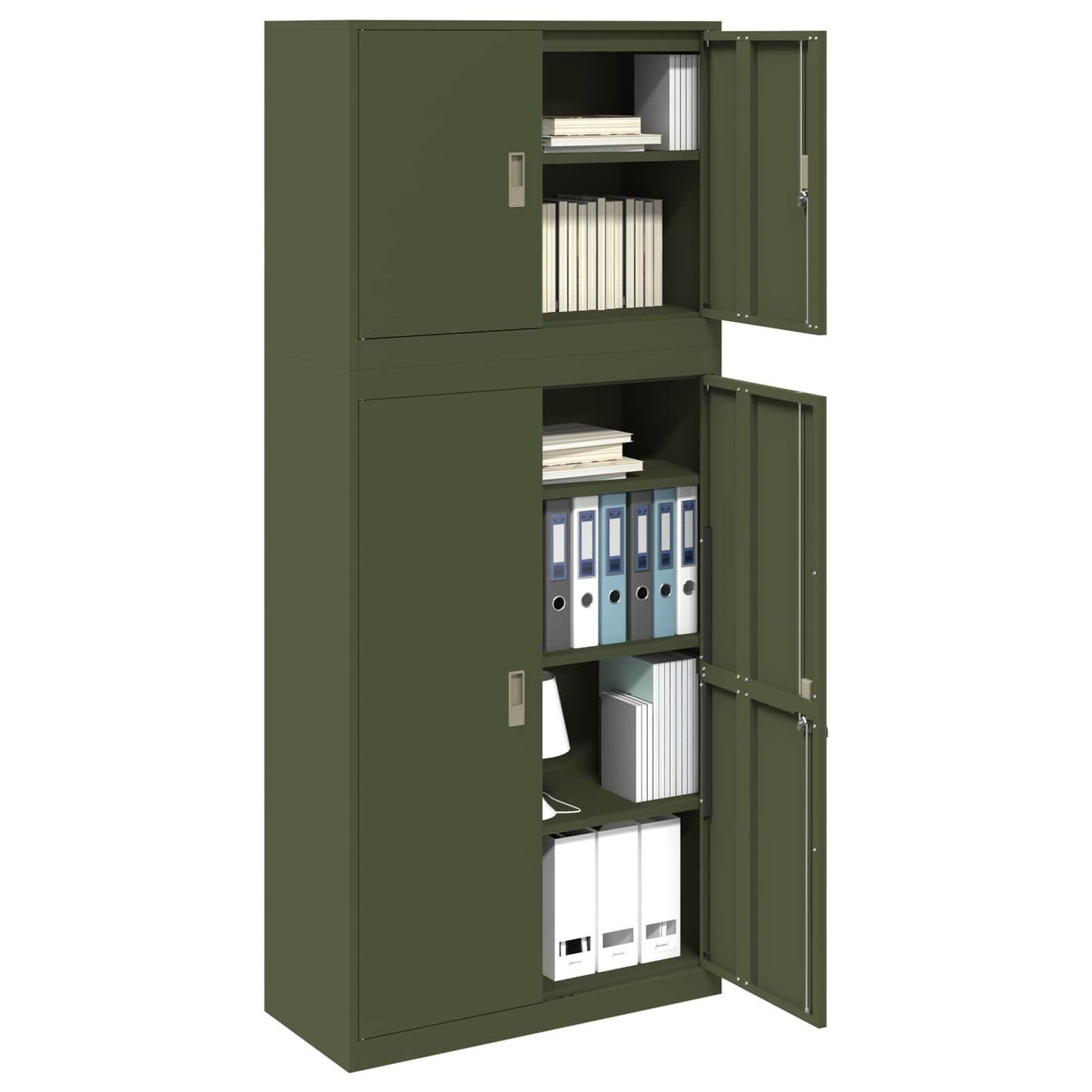 Storage Cabinet 2 pcs Olive Green 90 x 40 x 210 cm Steel