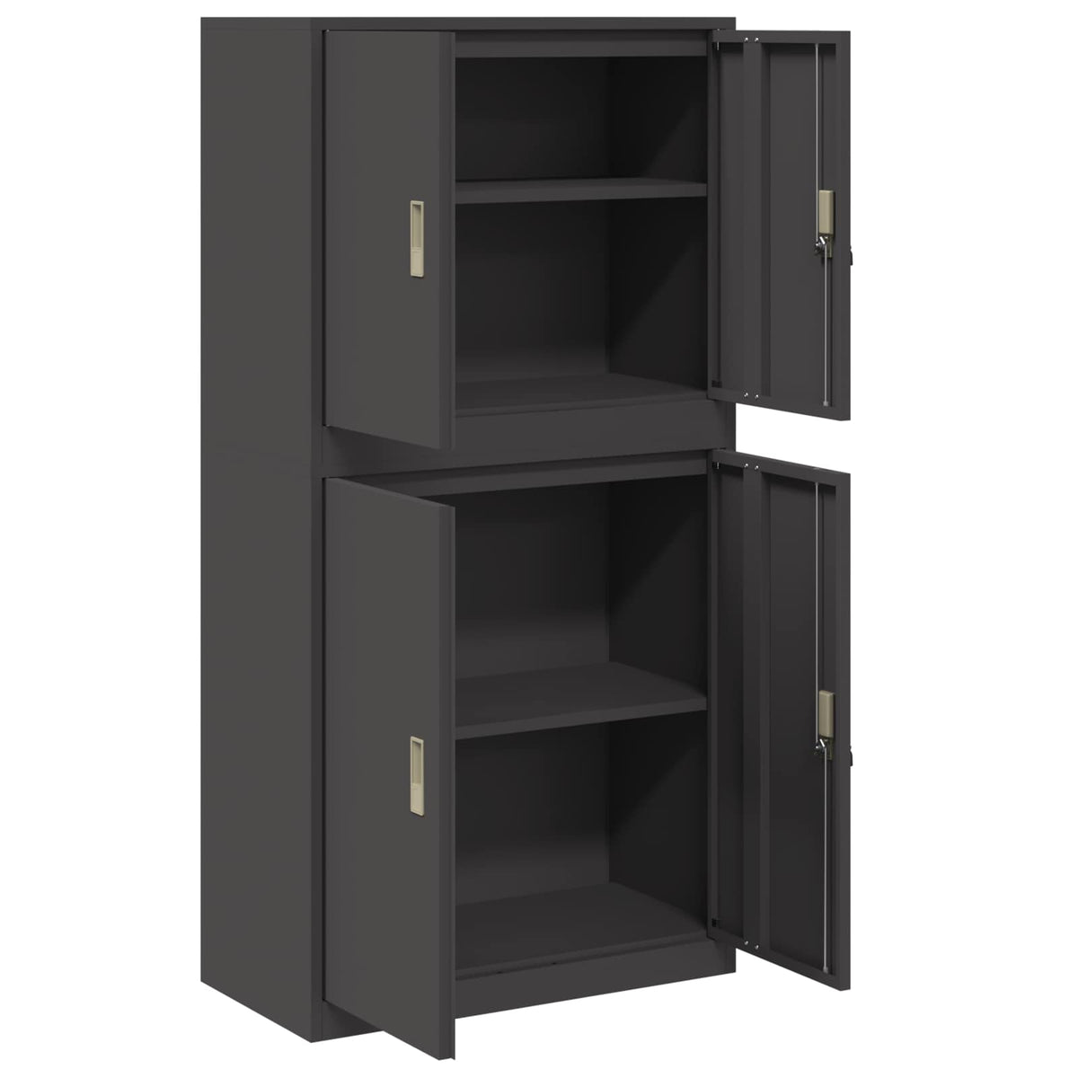 Storage Cabinet 2 pcs Black 80 x 40 x 160 cm Steel Lockable
