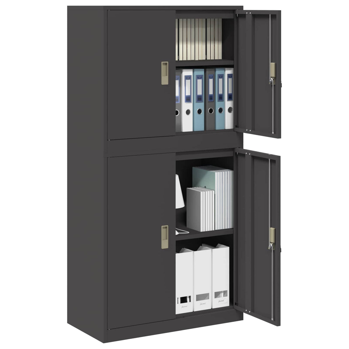 Storage Cabinet 2 pcs Black 80 x 40 x 160 cm Steel Lockable