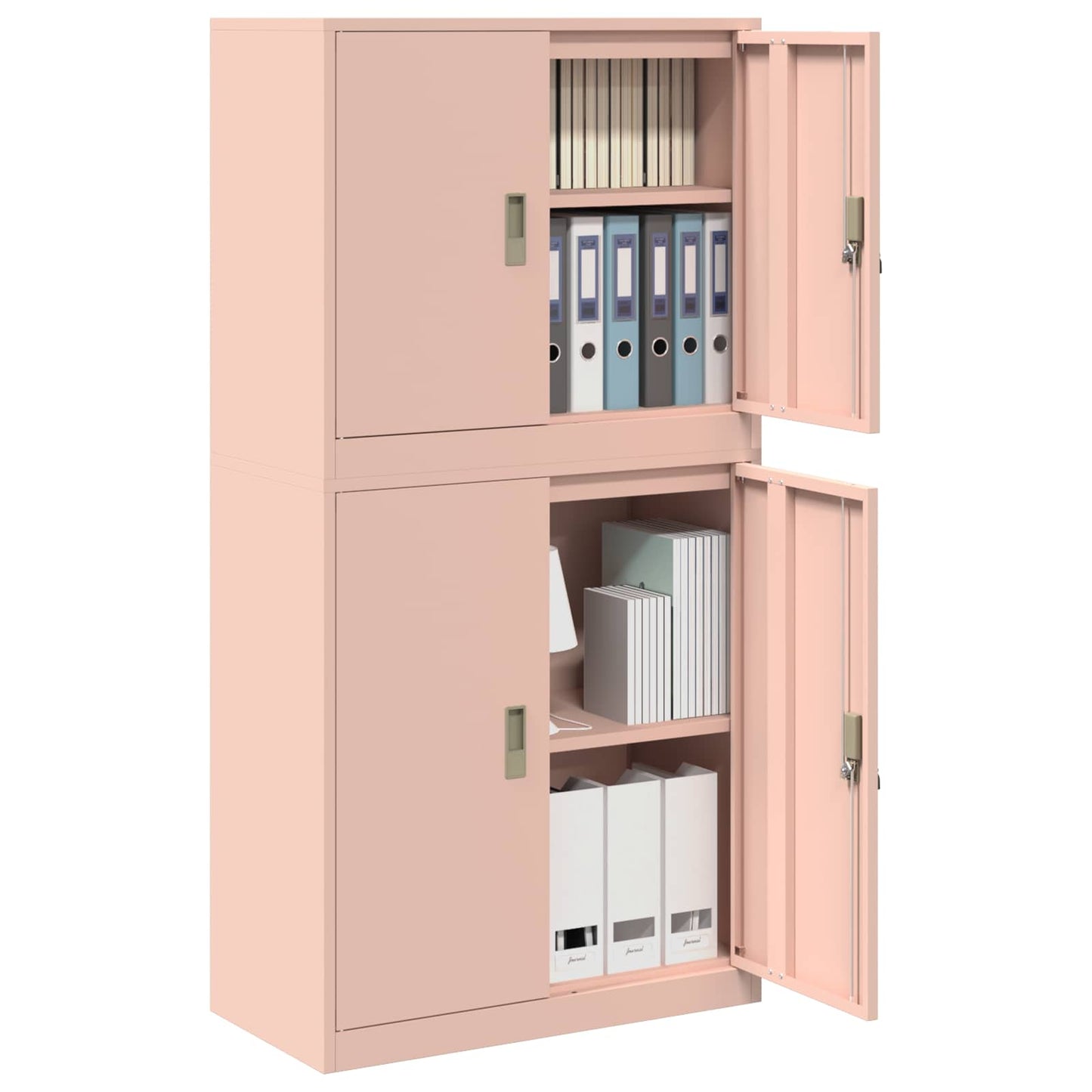 Storage Cabinet 2 pcs Pink 80 x 40 x 160 cm Steel Lockable