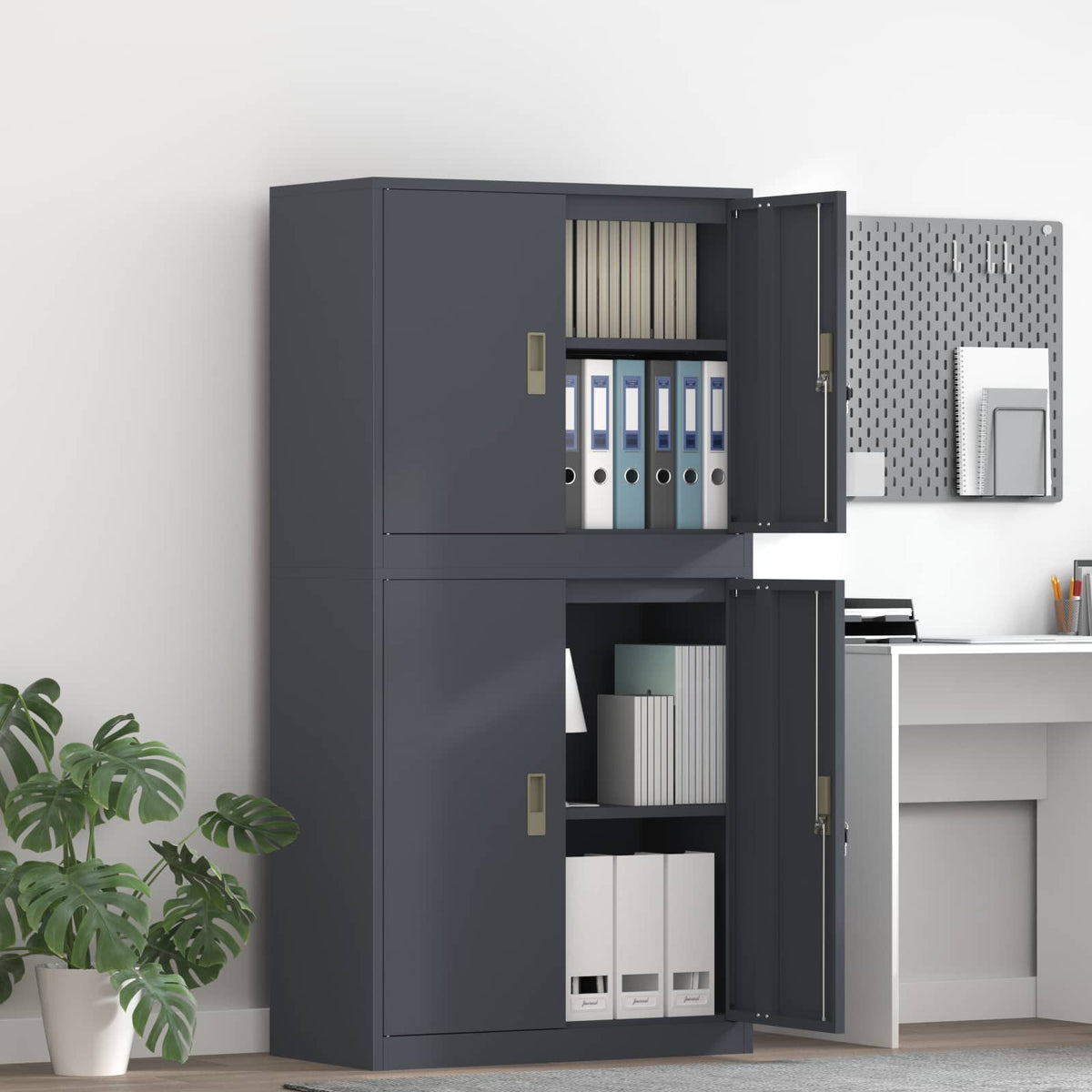 Storage Cabinet 2 pcs Anthracite 80 x 40 x 160 cm Steel
