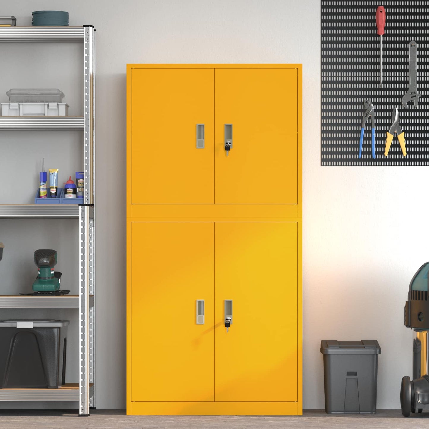Storage Cabinet 2 pcs Mustard Yellow 80 x 40 x 160 cm Steel