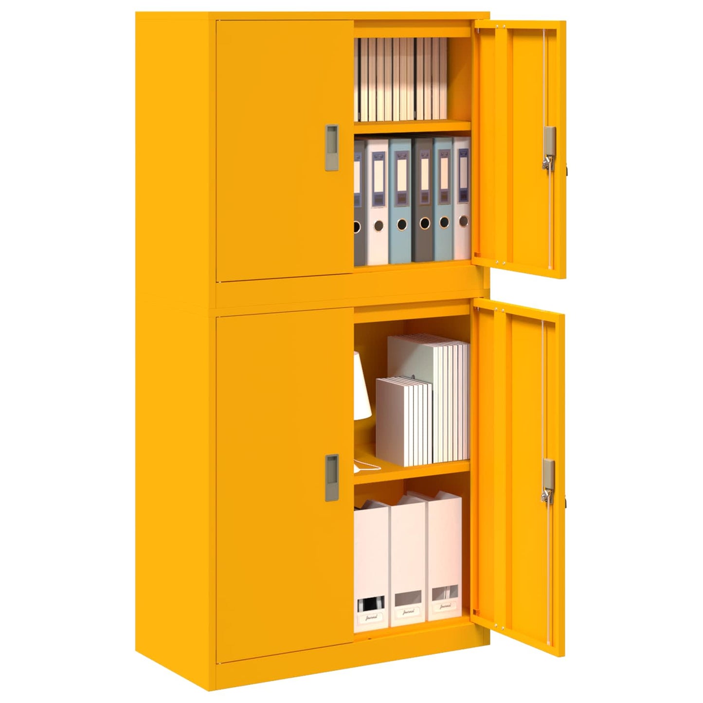 Storage Cabinet 2 pcs Mustard Yellow 80 x 40 x 160 cm Steel