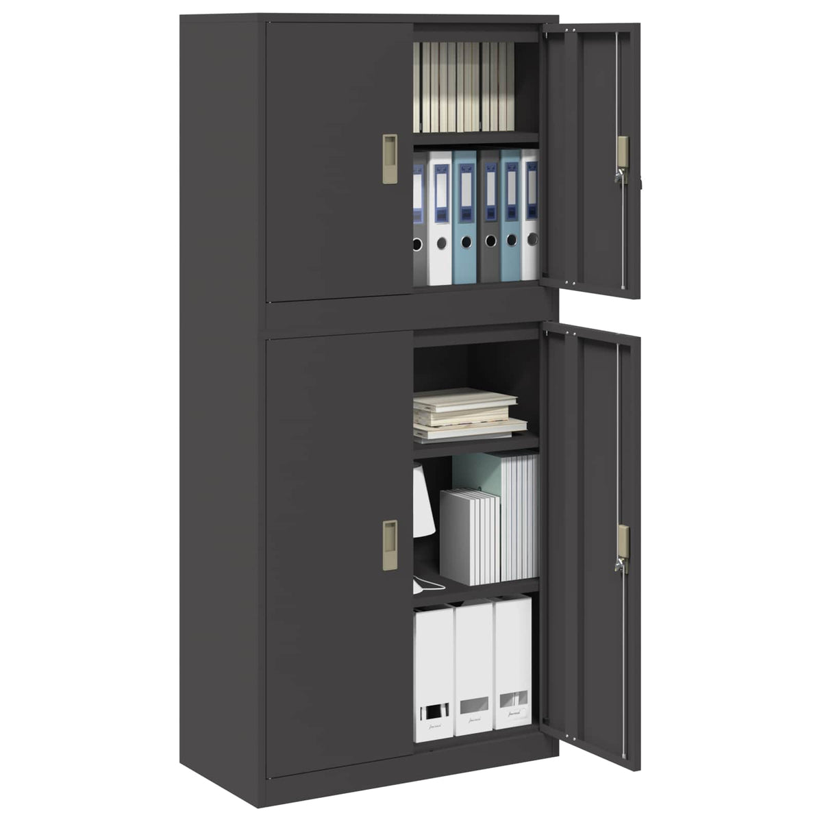 Storage Cabinet 2 pcs Black 80 x 40 x 175 cm Steel Lockable