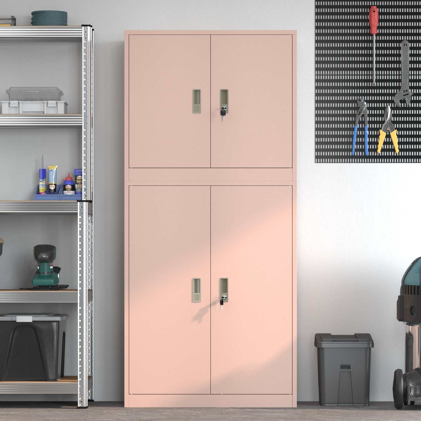 Storage Cabinet 2 pcs Pink 80 x 40 x 175 cm Steel Lockable