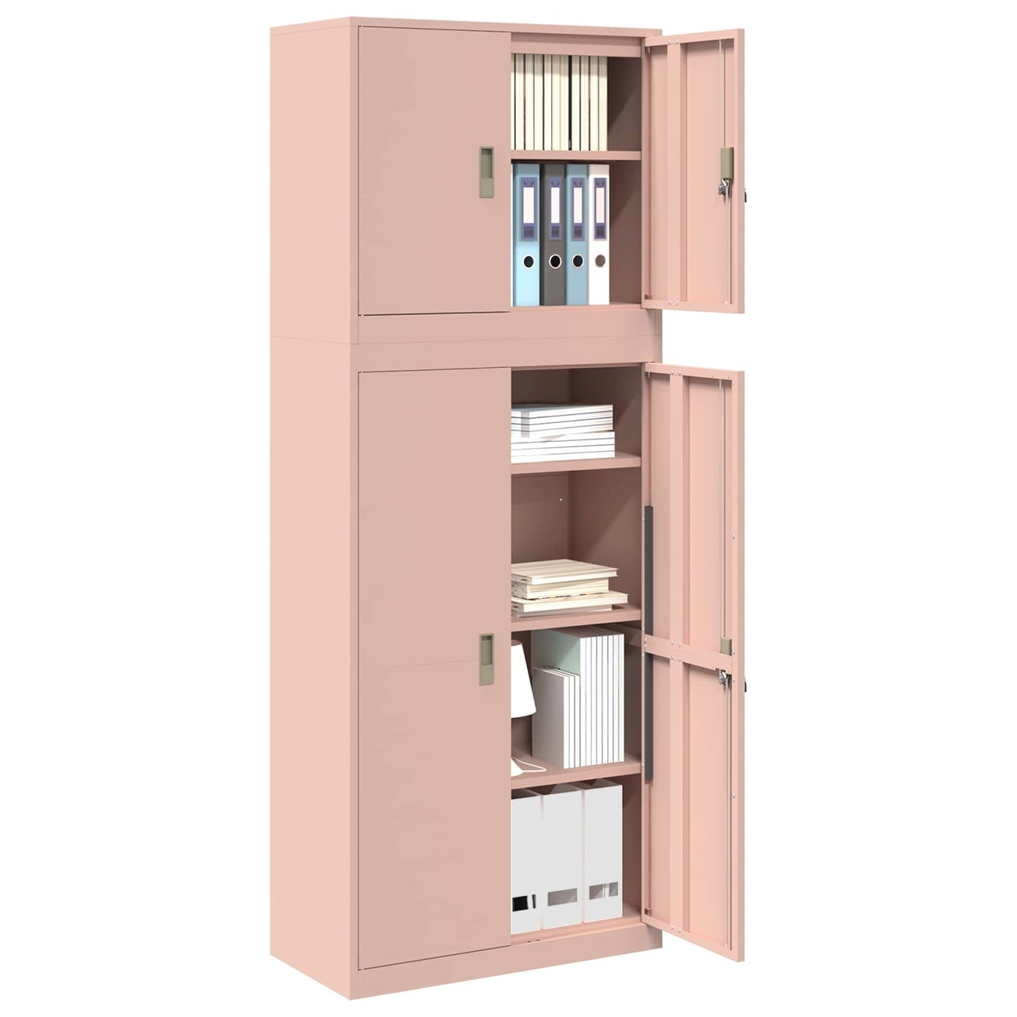 Storage Cabinet 2 pcs Pink 80 x 40 x 210 cm Steel Lockable