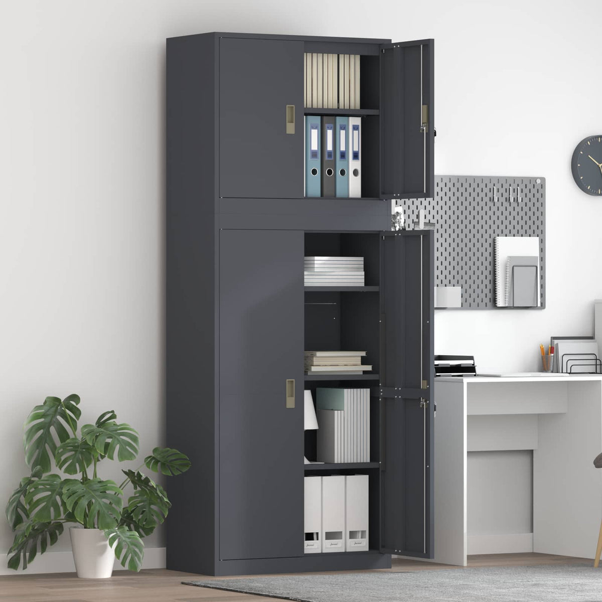 Storage Cabinet 2 pcs Anthracite 80 x 40 x 210 cm Steel
