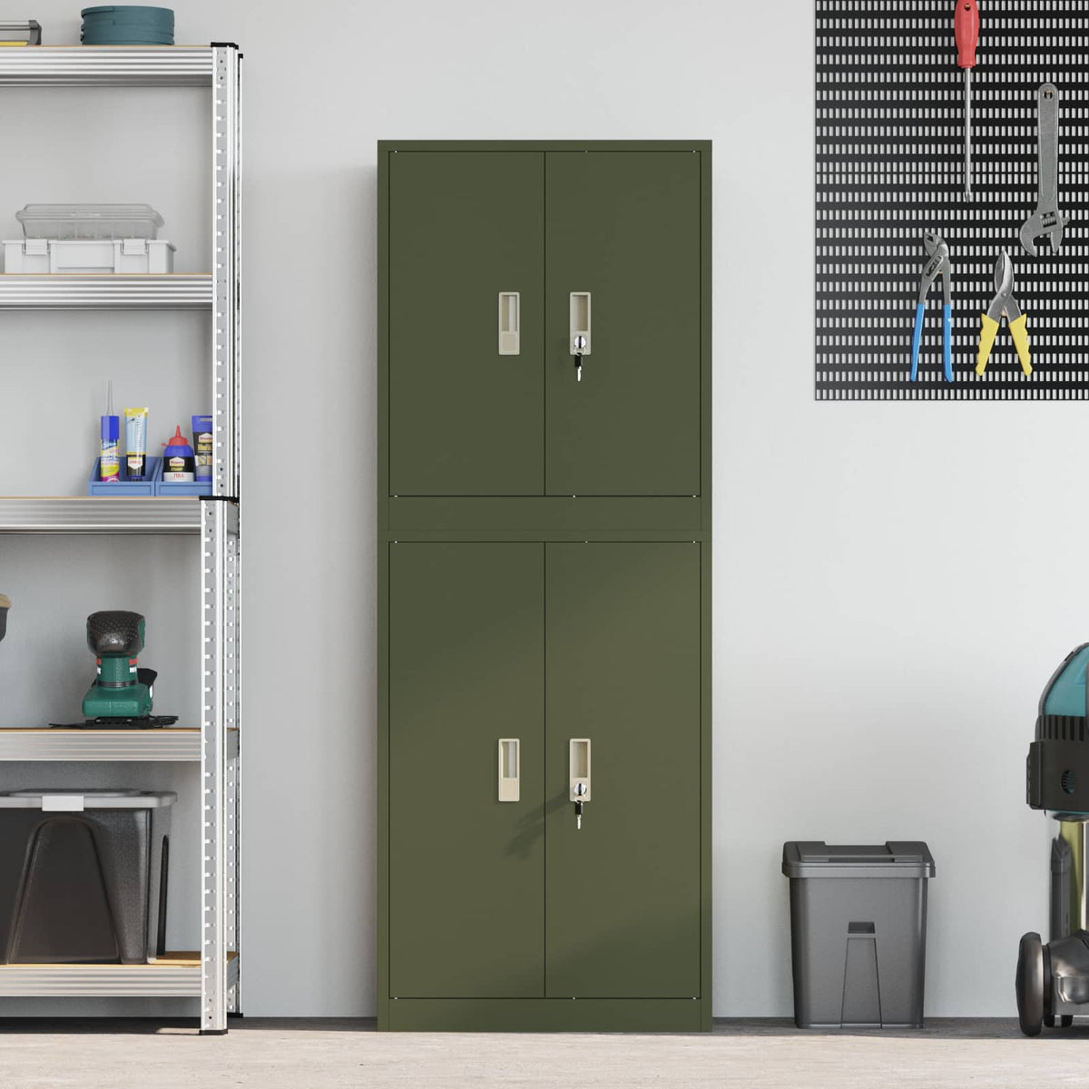 Storage Cabinet 2 pcs Olive Green 60 x 40 x 160 cm Steel