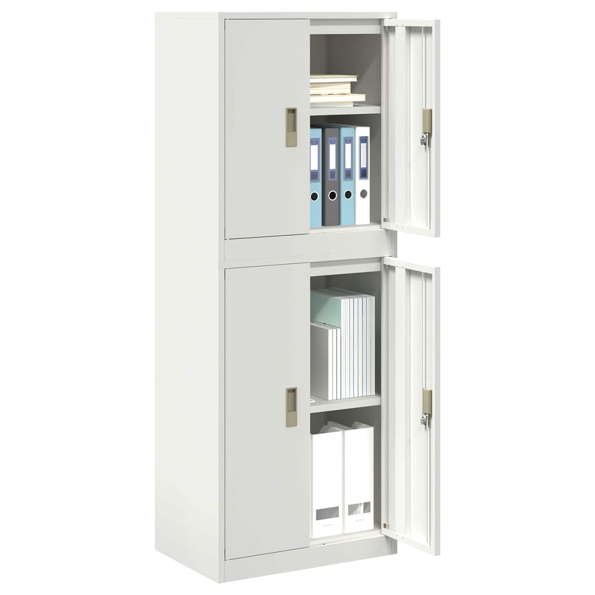 Storage Cabinet 2 pcs White 60 x 40 x 160 cm Steel Lockable