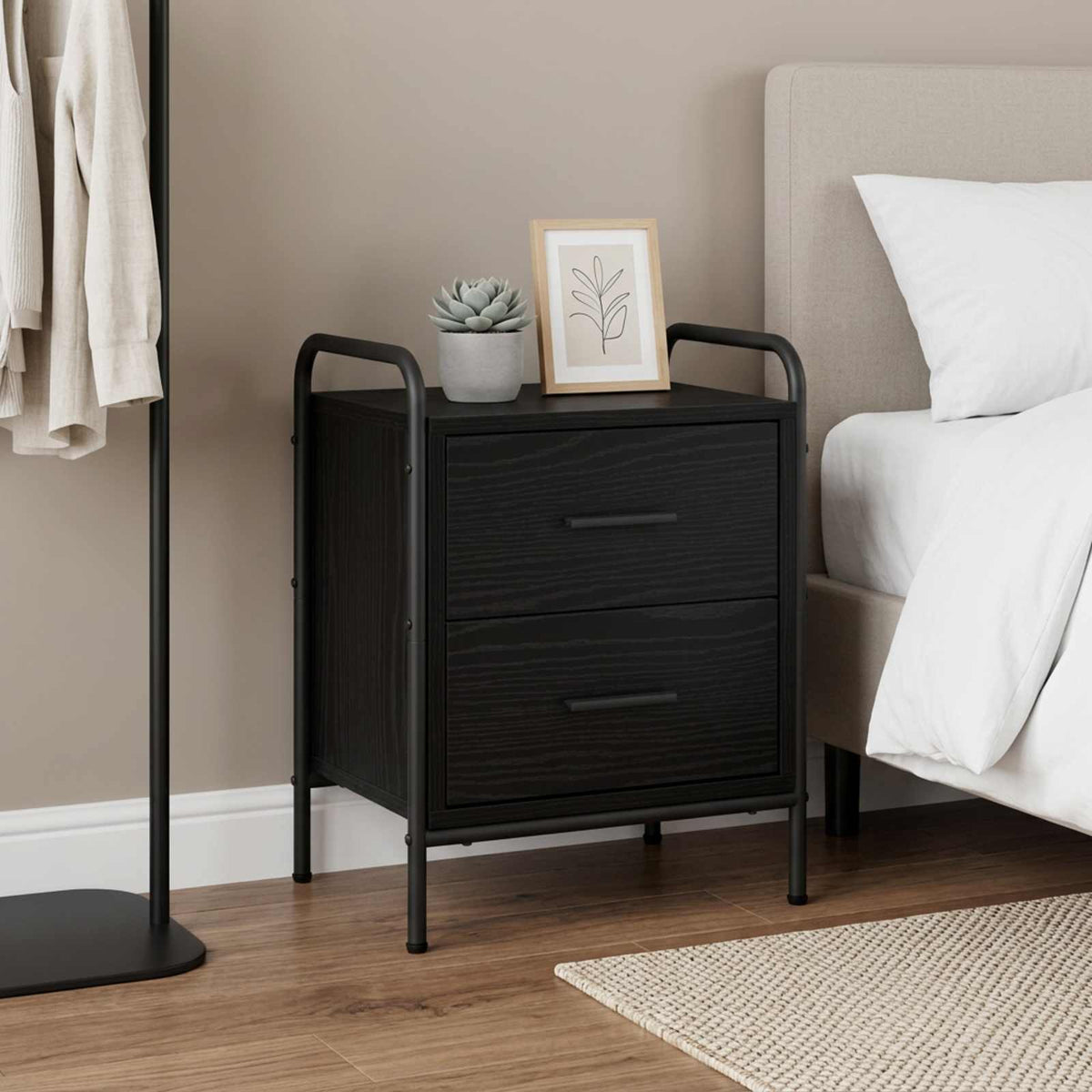 Bedside Cabinet Black Oak 40 x 30 x 50 cm Engineered Wood