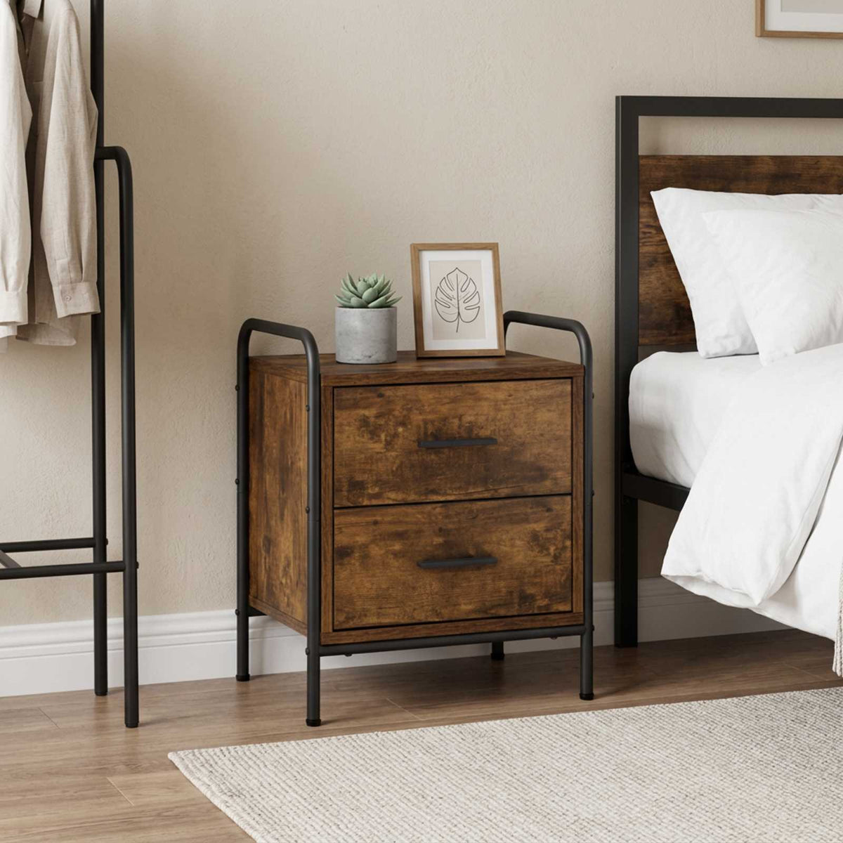 Bedside Cabinet Smoked Oak 40 x 30 x 50 cm Engineered Wood