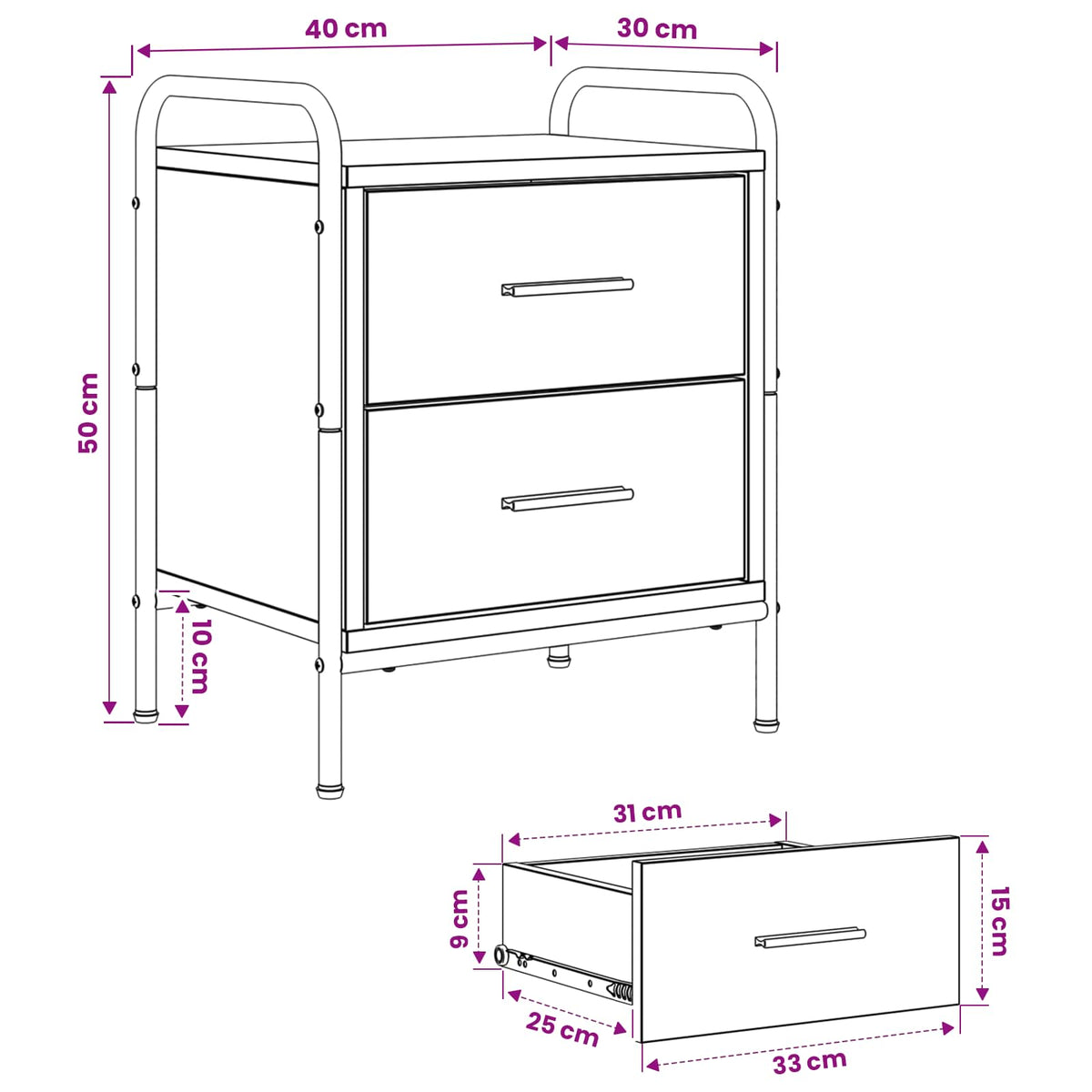 Bedside Cabinet Smoked Oak 40 x 30 x 50 cm Engineered Wood