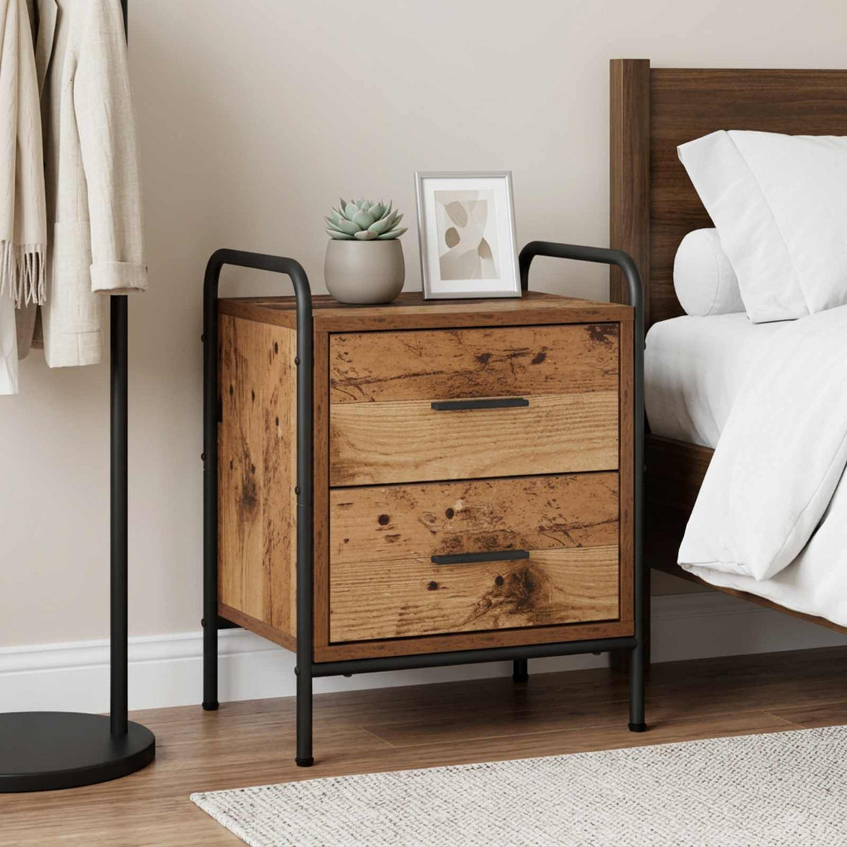 Bedside Cabinet Old Wood 40 x 30 x 50 cm Engineered Wood
