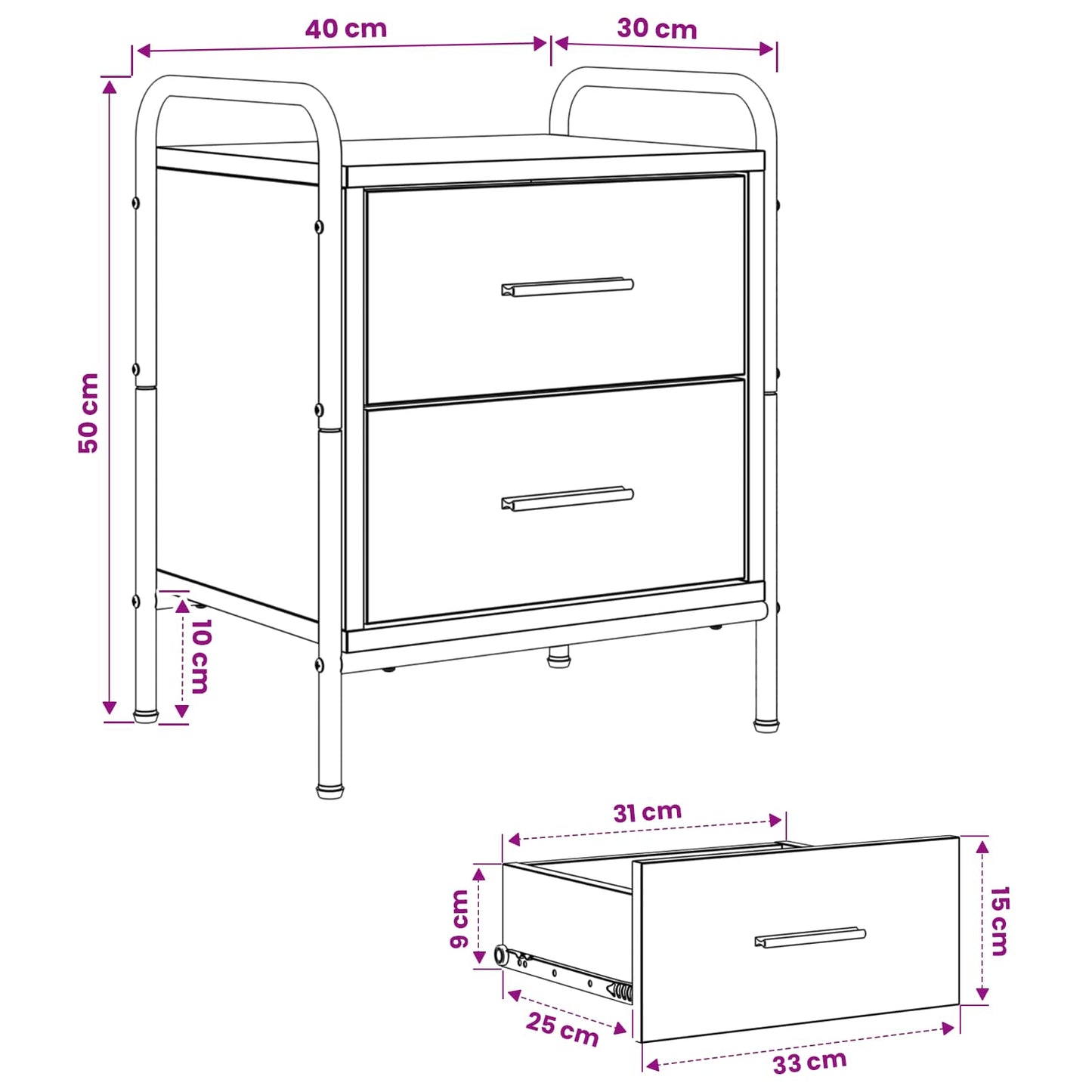 Bedside Cabinet 2 pcs Old Wood 40 x 30 x 50 cm Engineered Wood