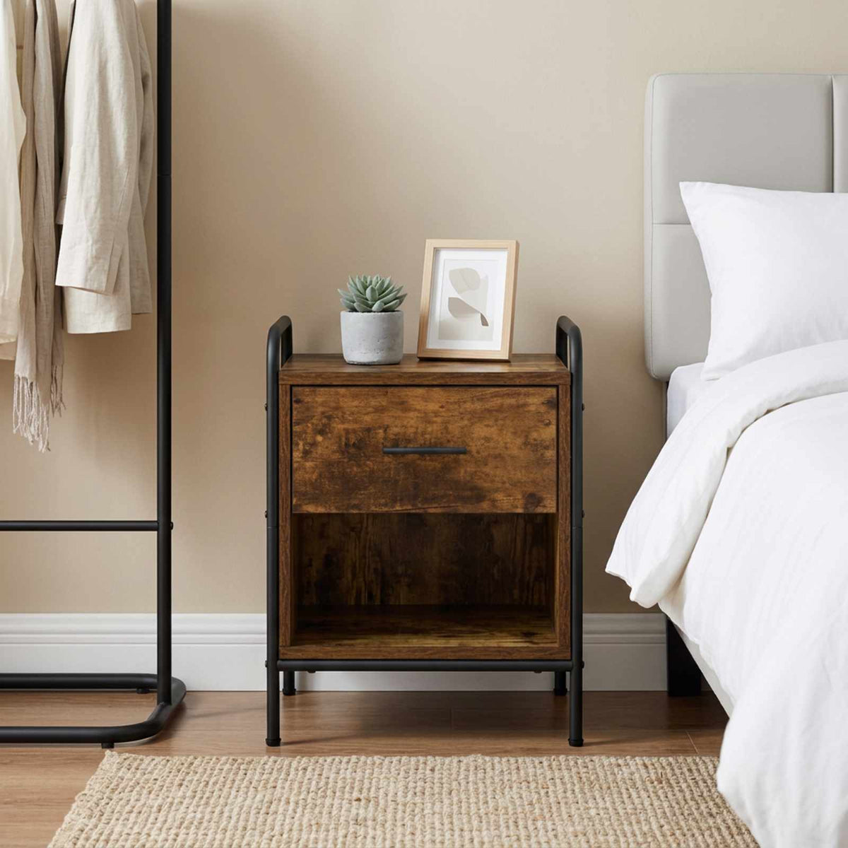 Bedside Cabinet Smoked Oak 40 x 30 x 50 cm Engineered Wood