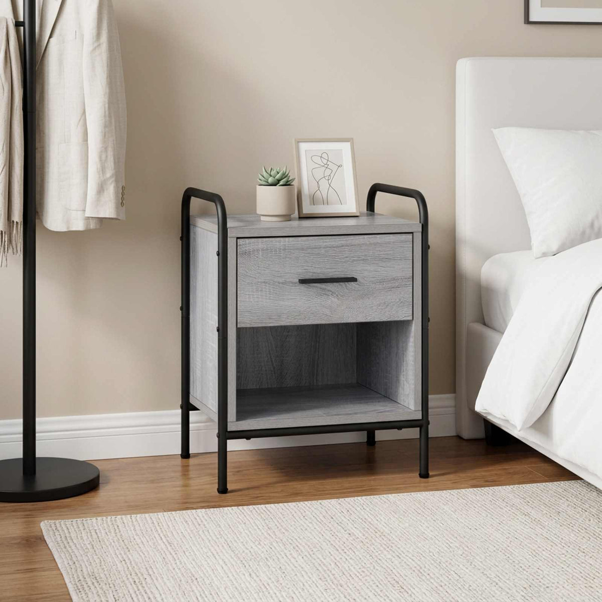 Bedside Cabinet Grey Sonoma 40 x 30 x 50 cm Engineered Wood