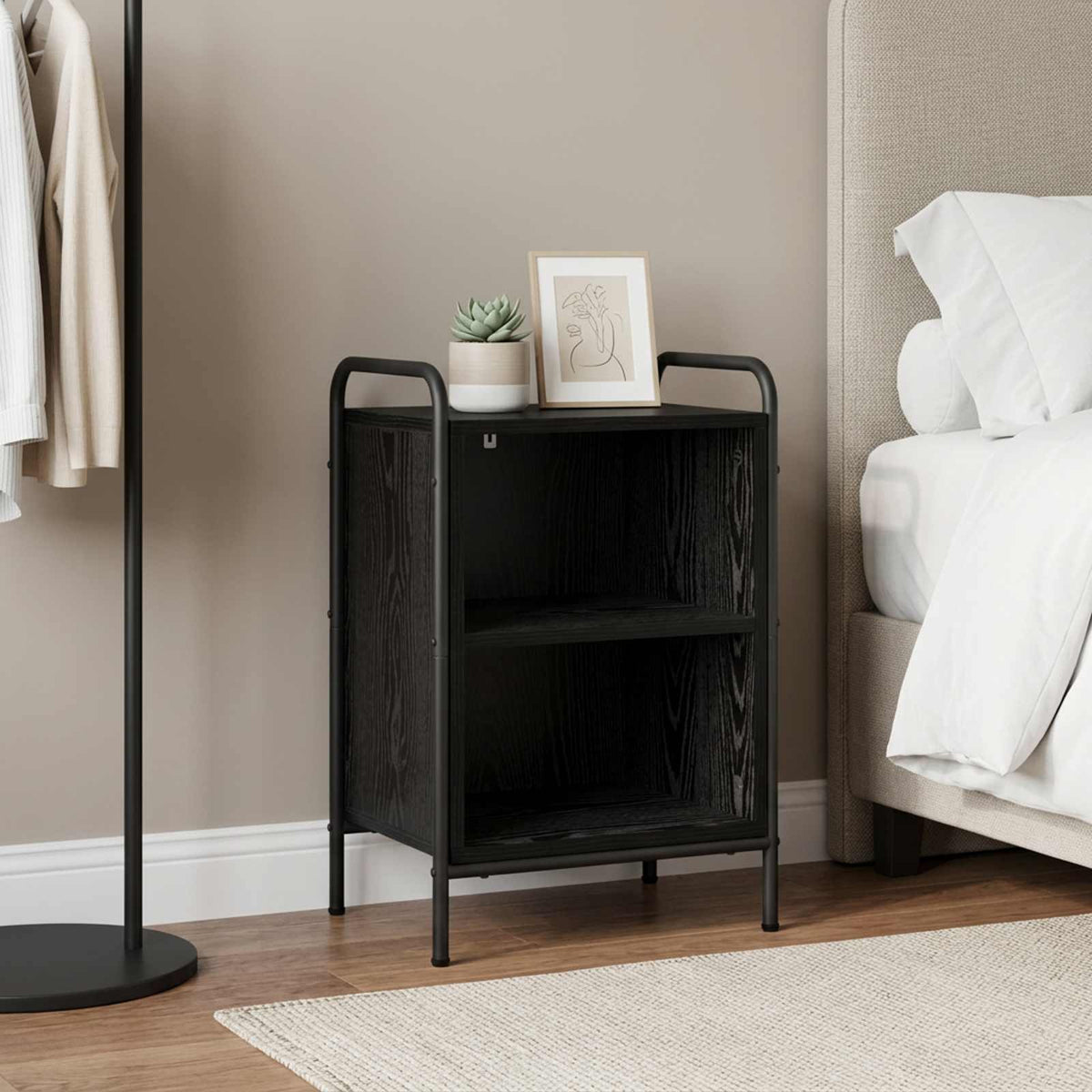 Bedside Cabinet Black Oak 40 x 30 x 60 cm Engineered Wood