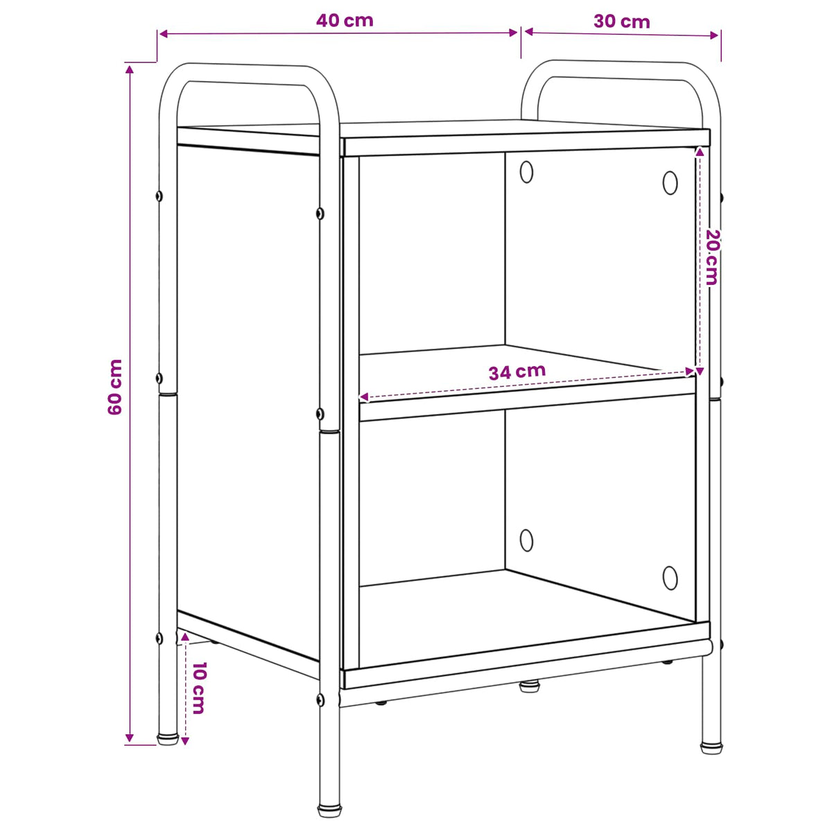 Bedside Cabinet Smoked Oak 40 x 30 x 60 cm Engineered Wood