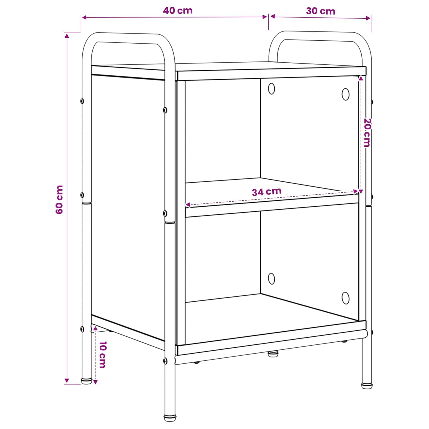 Bedside Cabinet Grey Sonoma 40 x 30 x 60 cm Engineered Wood