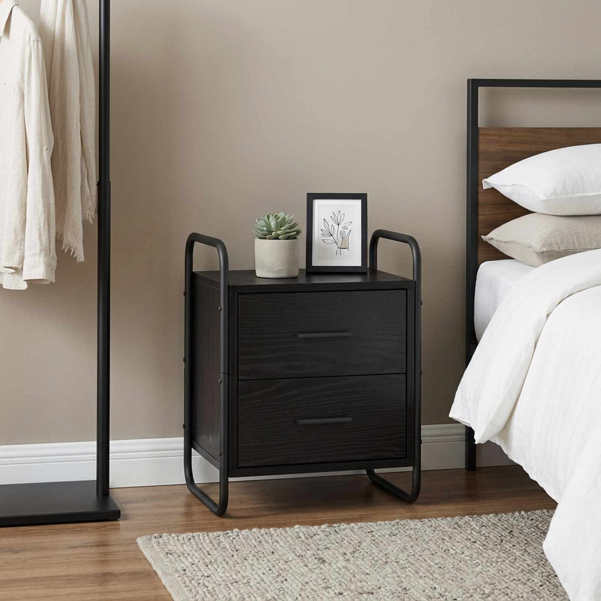 Hanging Bedside Cabinet Black Oak 40 x 30 x 50 cm