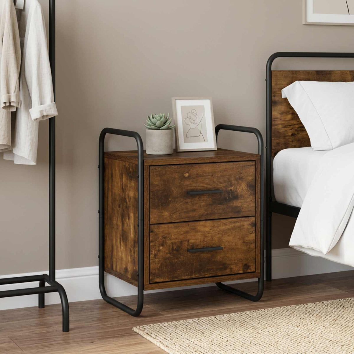 Hanging Bedside Cabinet Smoked Oak 40 x 30 x 50 cm