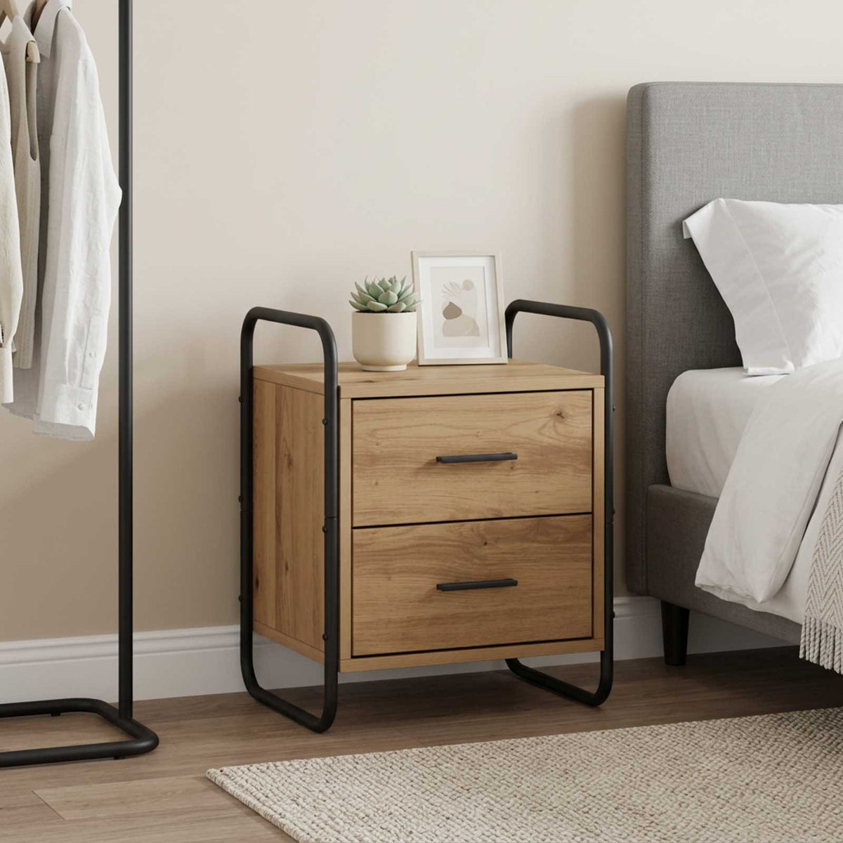 Hanging Bedside Cabinet Artisan Oak 40 x 30 x 50 cm