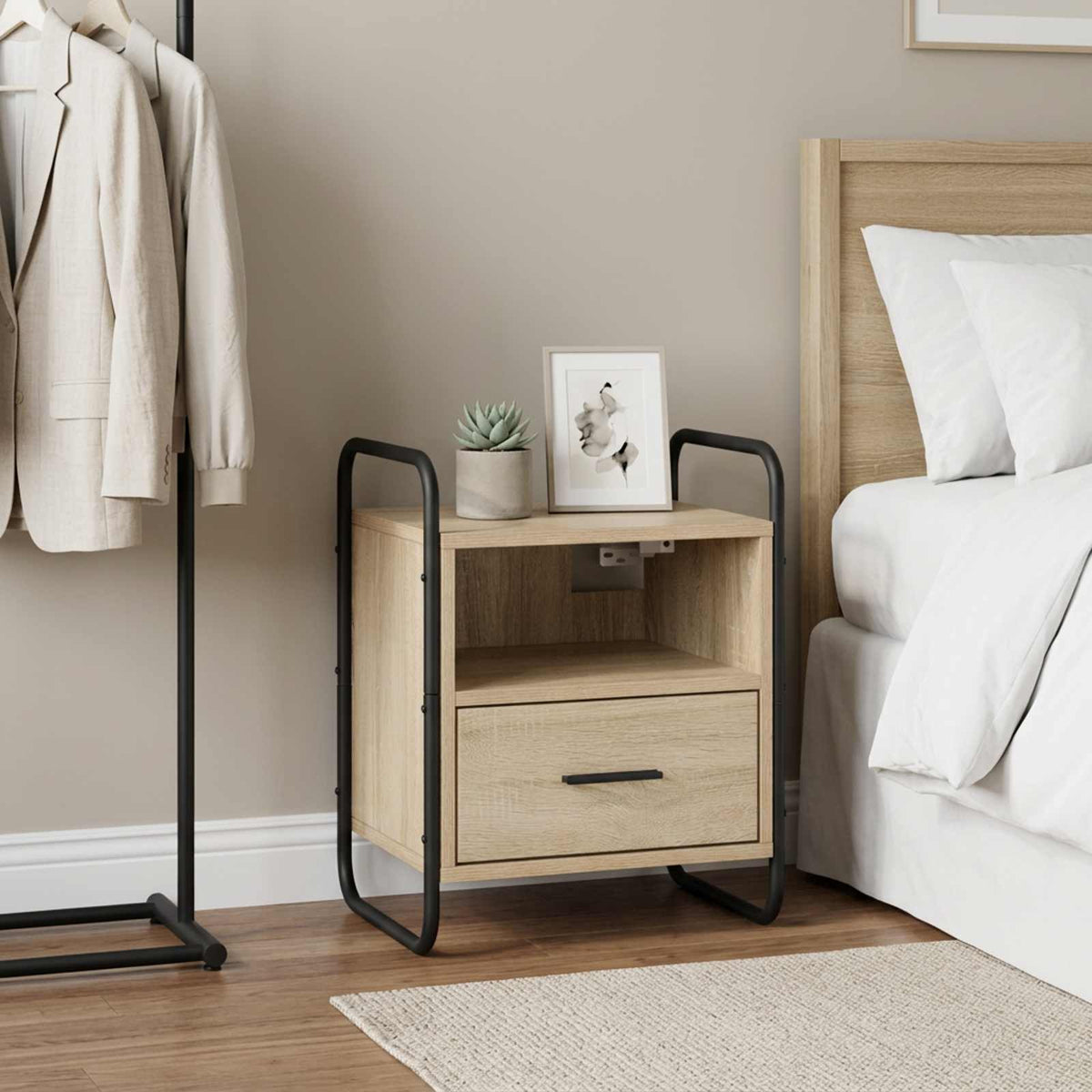 Hanging Bedside Cabinet Sonoma Oak 40 x 30 x 50 cm