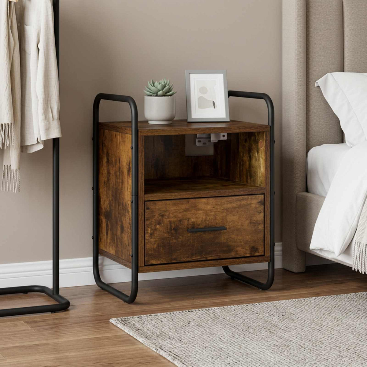 Hanging Bedside Cabinet Smoked Oak 40 x 30 x 50 cm