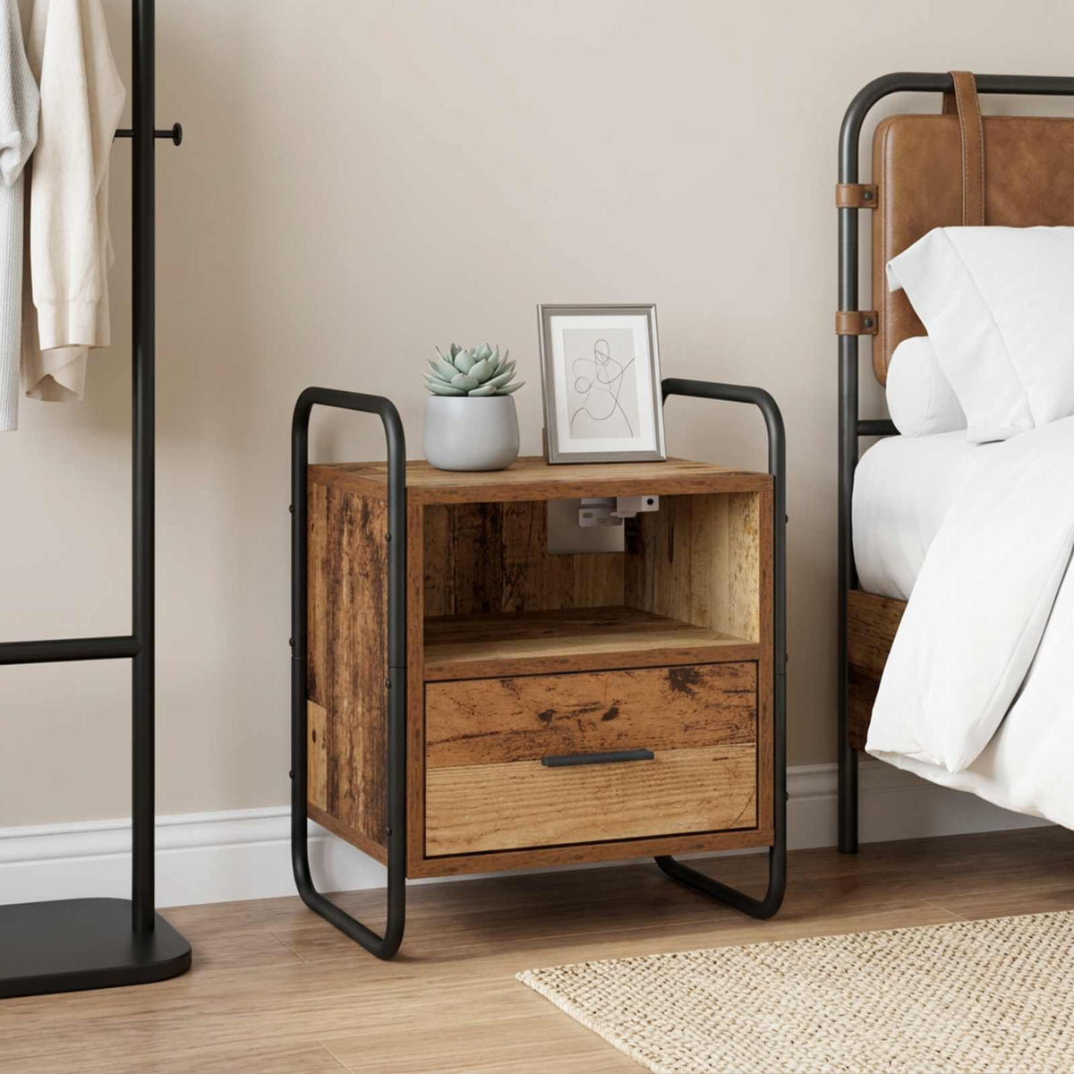 Hanging Bedside Cabinet Old Wood 40 x 30 x 50 cm
