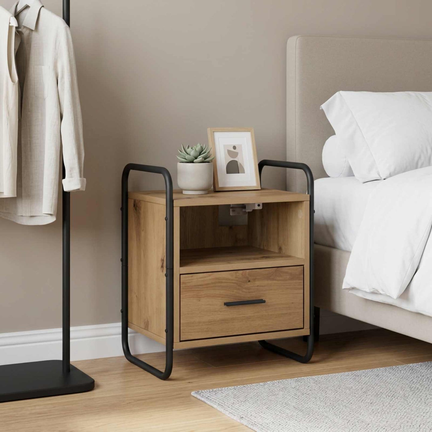 Hanging Bedside Cabinet Artisan Oak 40 x 30 x 50 cm