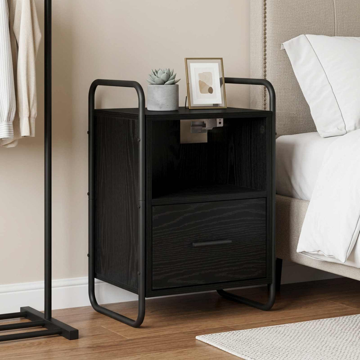Hanging Bedside Cabinet Black Oak 40 x 30 x 60 cm