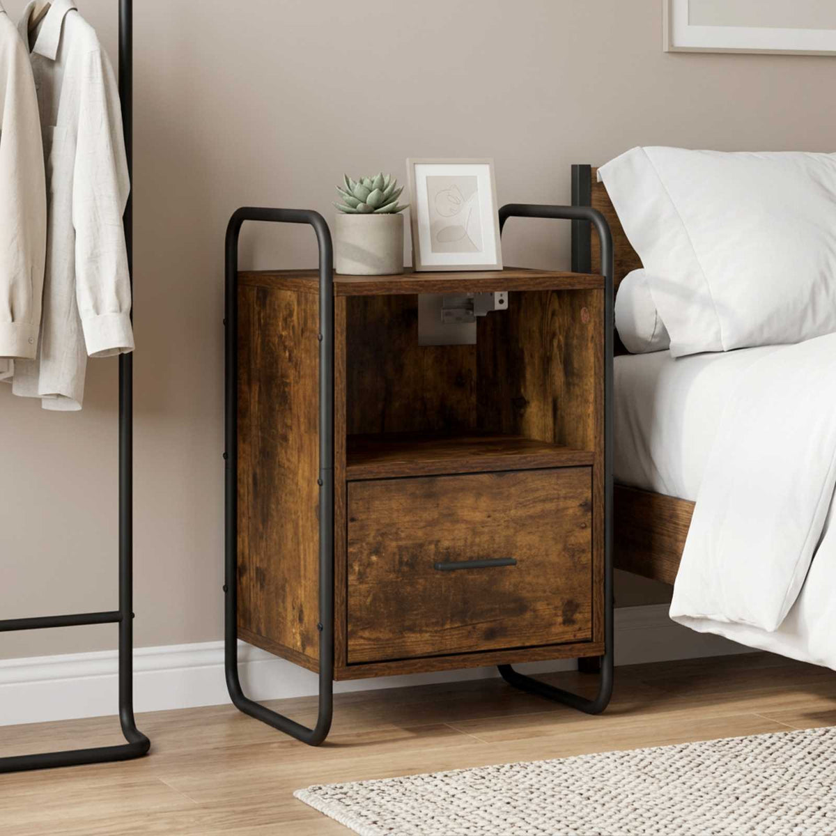 Hanging Bedside Cabinet Smoked Oak 40 x 30 x 60 cm