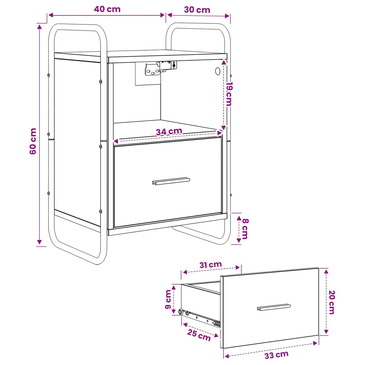 Hanging Bedside Cabinet 2 pcs Smoked Oak 40 x 30 x 60 cm