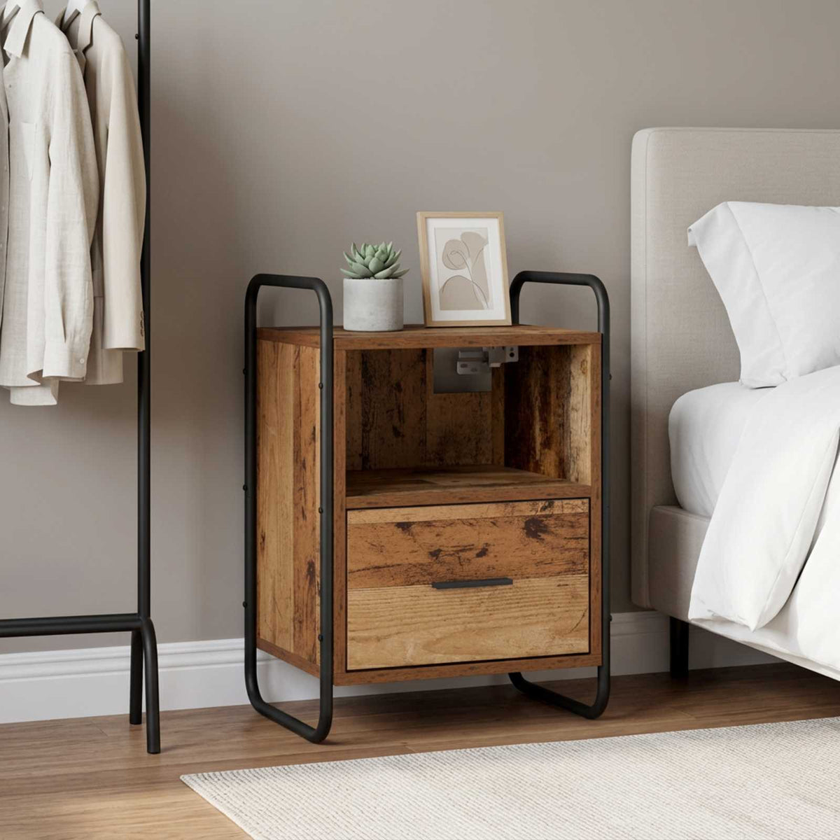 Hanging Bedside Cabinet Old Wood 40 x 30 x 60 cm