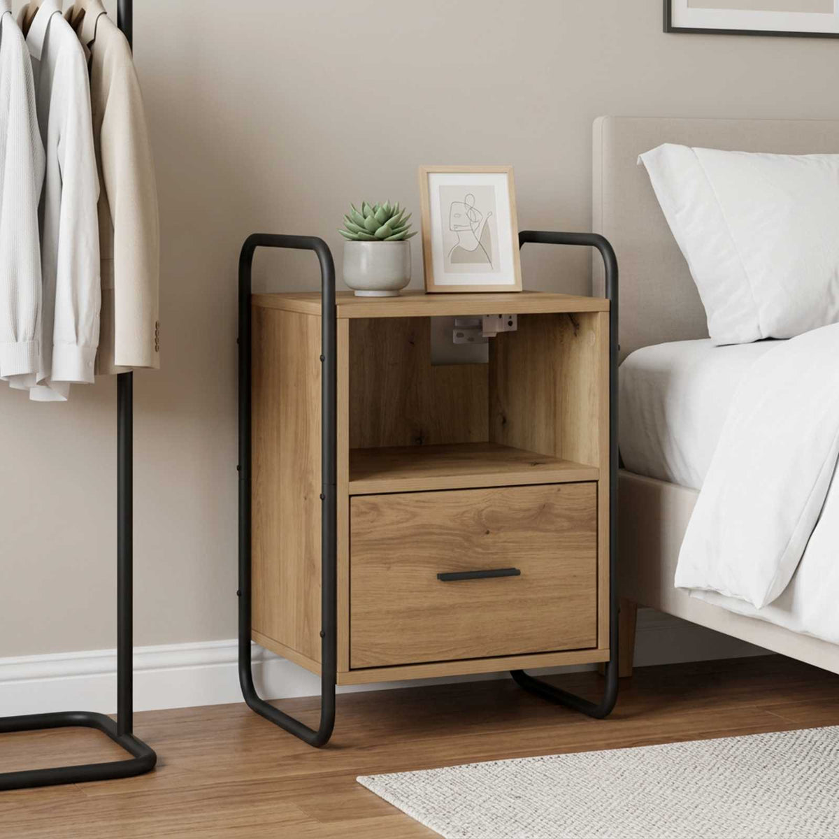 Hanging Bedside Cabinet Artisan Oak 40 x 30 x 60 cm