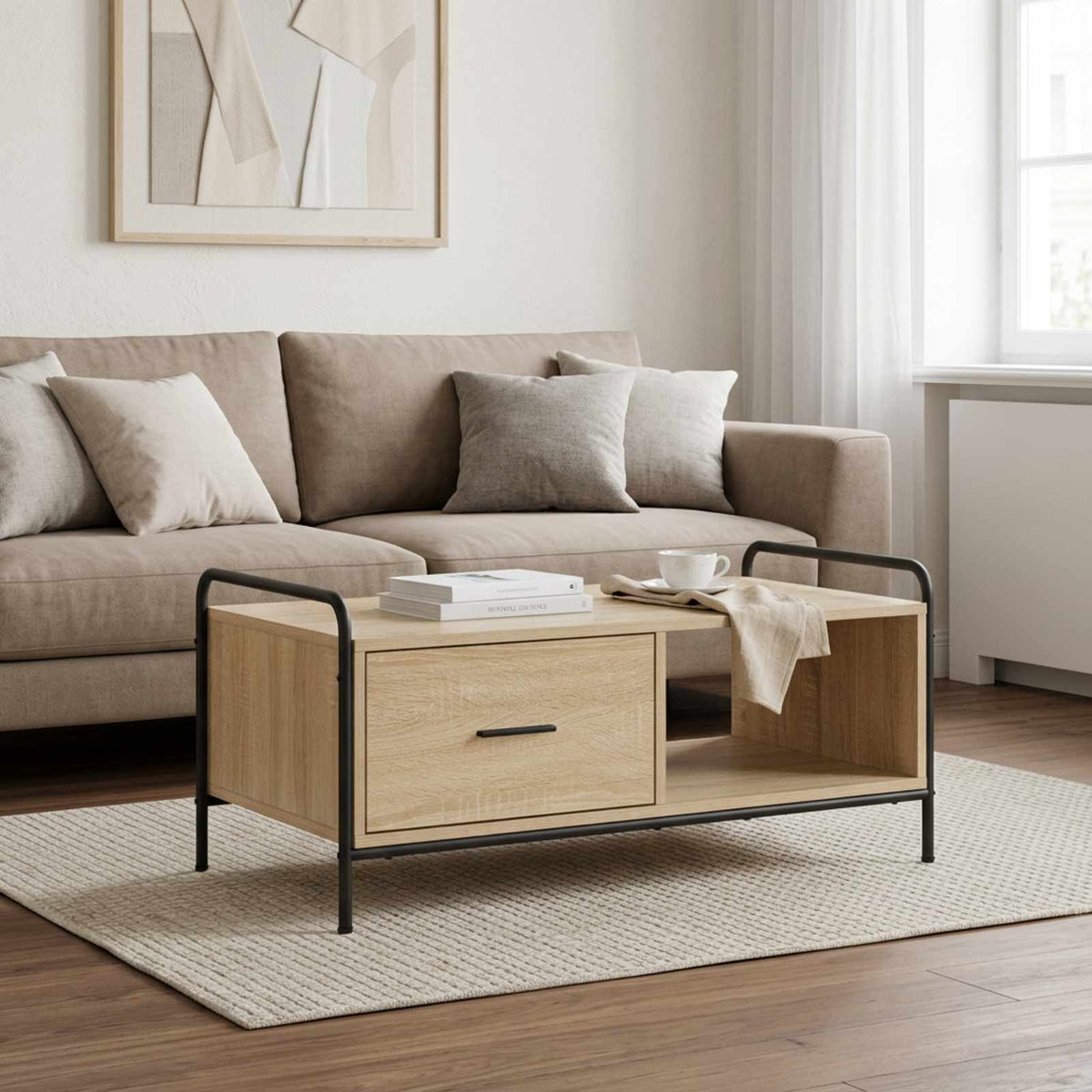Coffee Table Sonoma Oak 90 x 49 x 41 cm Engineered Wood