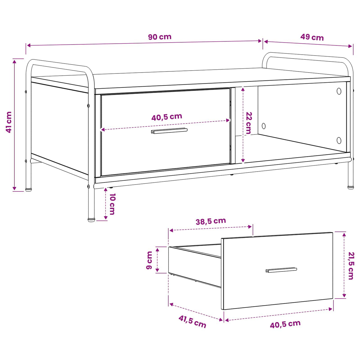 Coffee Table Sonoma Oak 90 x 49 x 41 cm Engineered Wood