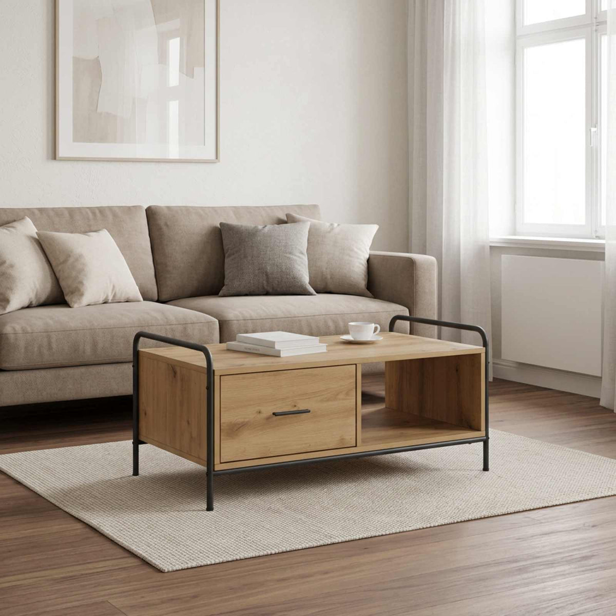 Coffee Table Artisan Oak 90 x 49 x 41 cm Engineered Wood