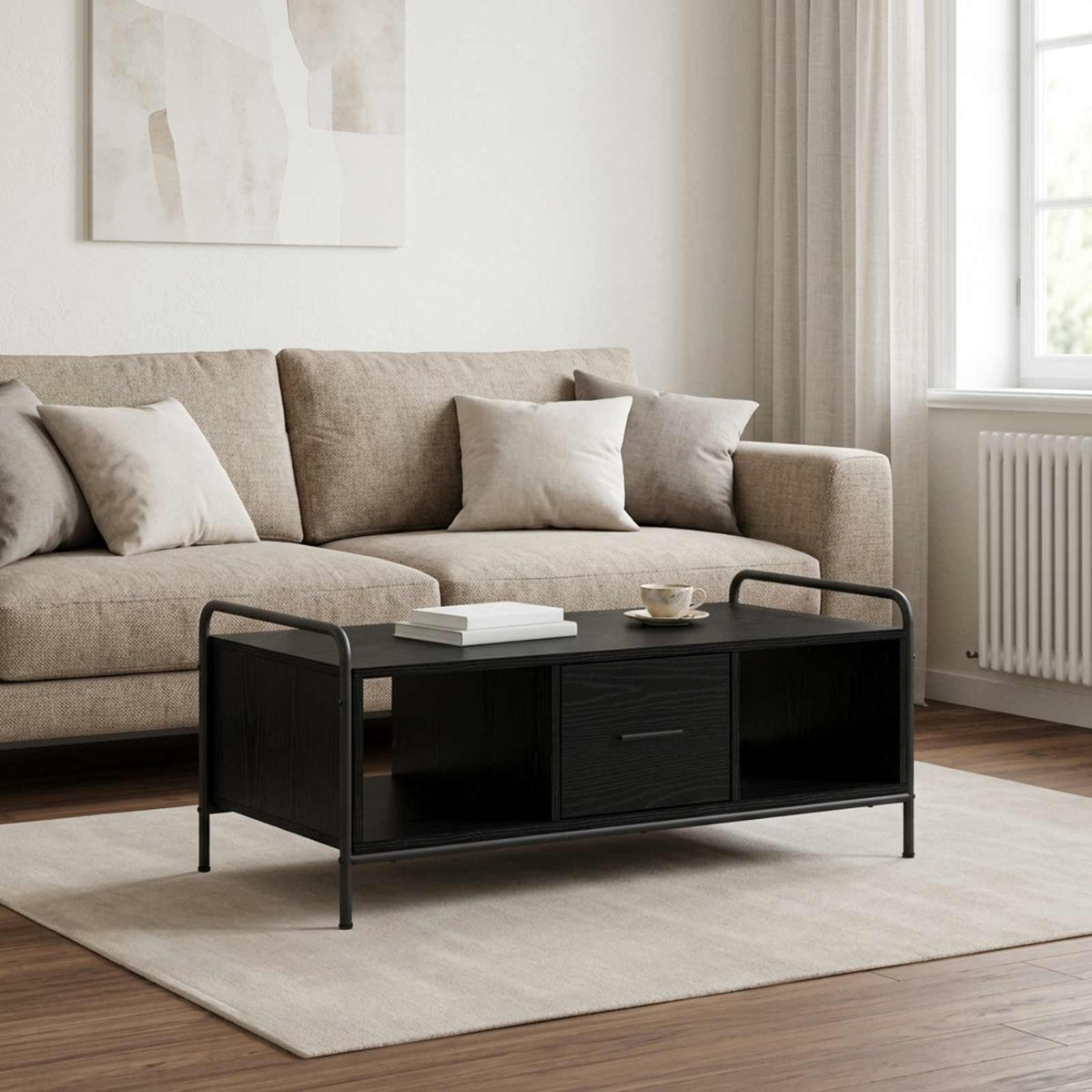 Coffee Table Black Oak 99.5 x 49 x 41 cm Engineered Wood