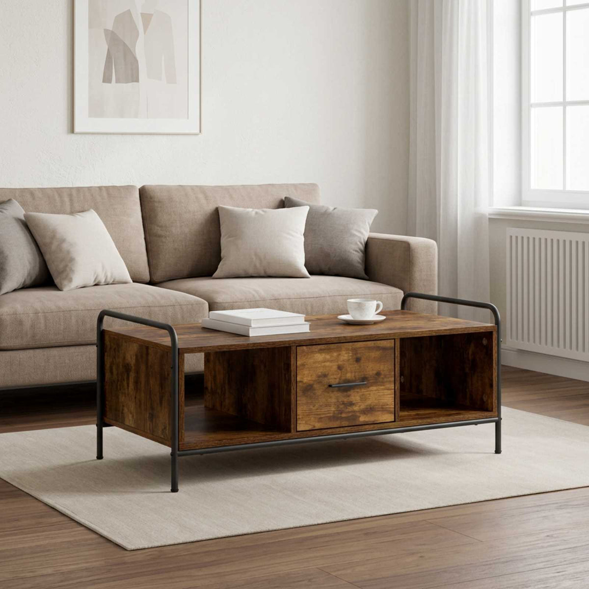 Coffee Table Smoked Oak 99.5 x 49 x 41 cm Engineered Wood