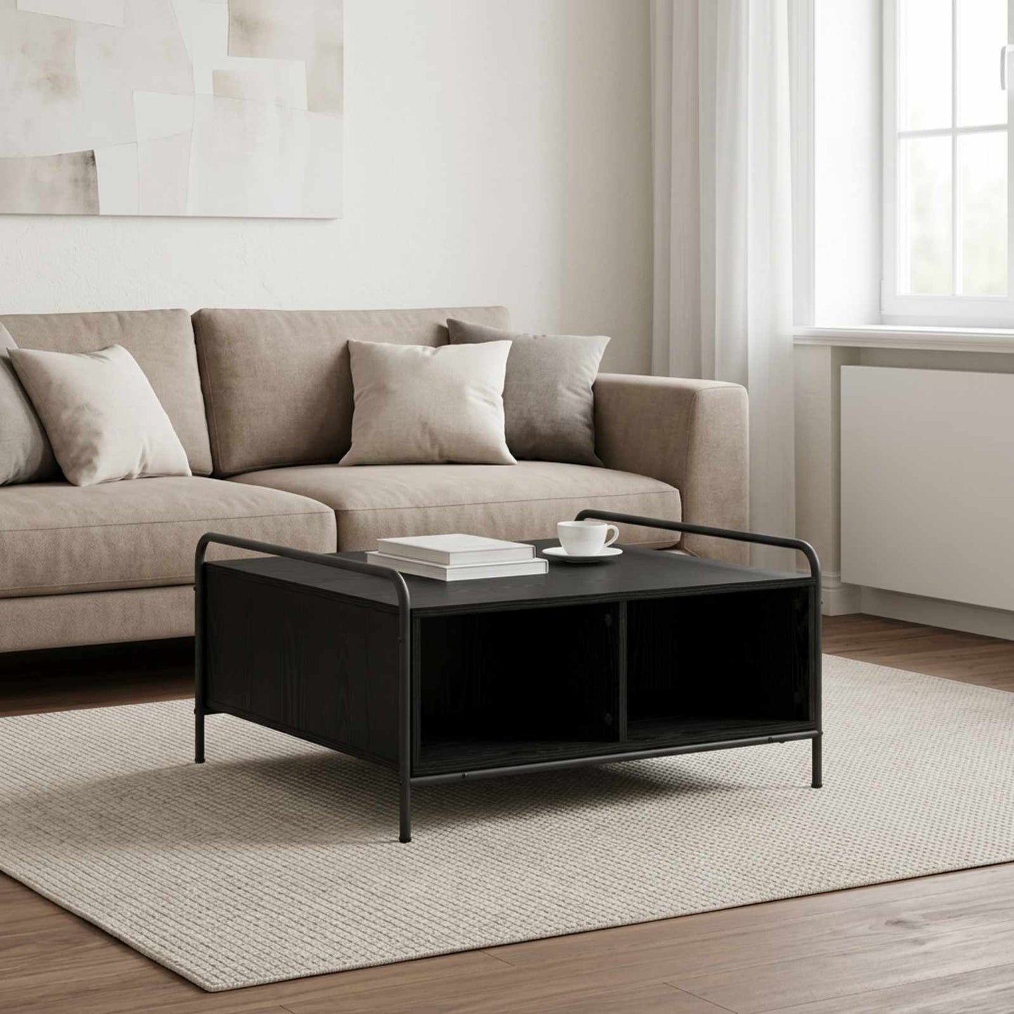 Coffee Table Black Oak 80 x 80 x 41 cm Engineered Wood