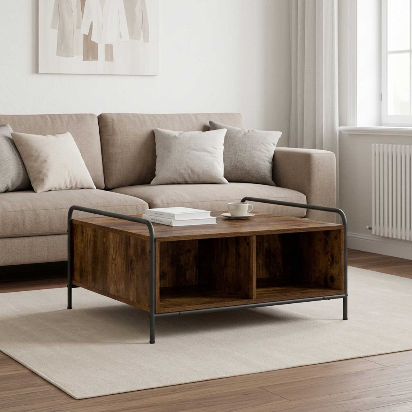 Coffee Table Smoked Oak 80 x 80 x 41 cm Engineered Wood