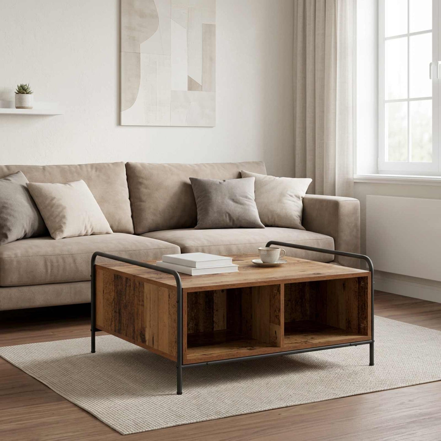 Coffee Table Old Wood 80 x 80 x 41 cm Engineered Wood